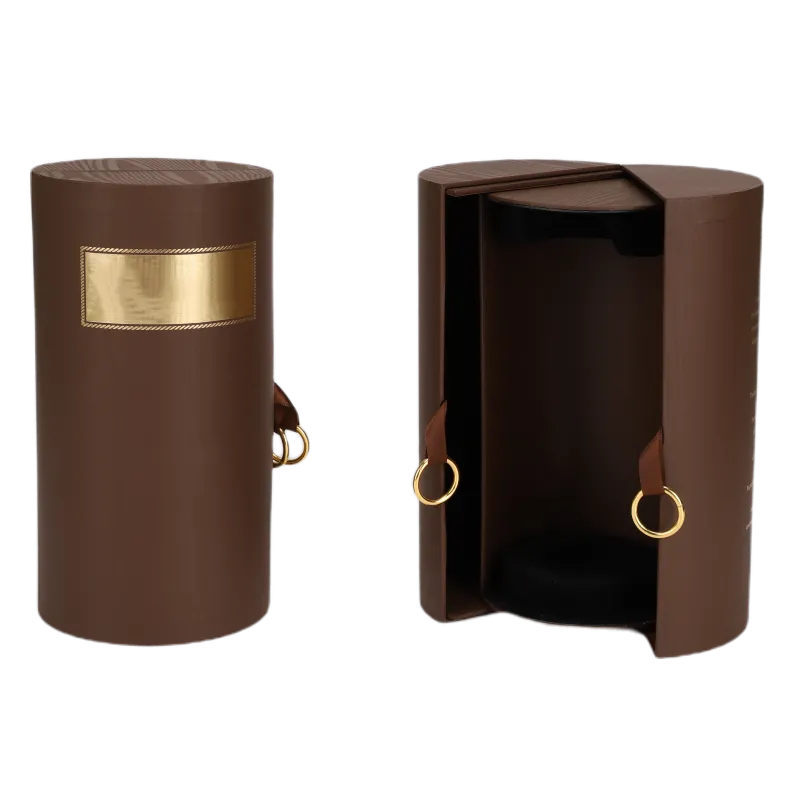 Vintage - Style Cylindrical Wine Gift Box: Blend of Elegance & Functionality