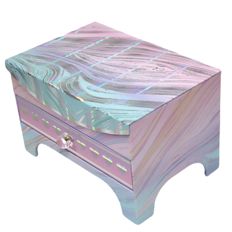 Iridescent Gradient Makeup & Jewelry Box with Mirror