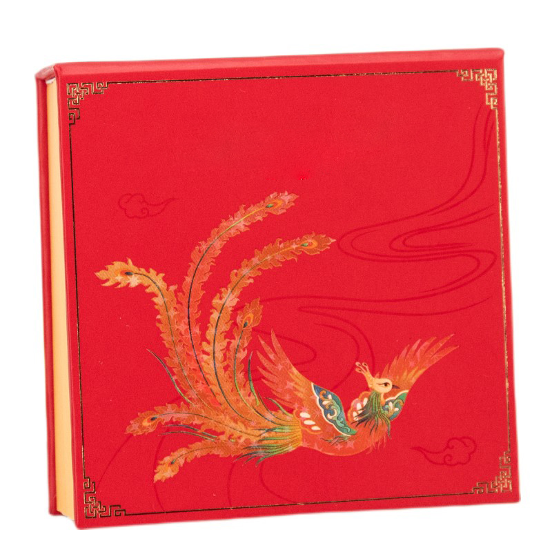 Red and Gold Phoenix Embroidery Folding Gift Box, Chinese Style Jewelry Storage Box, Wedding & Holiday Gift Packaging Box