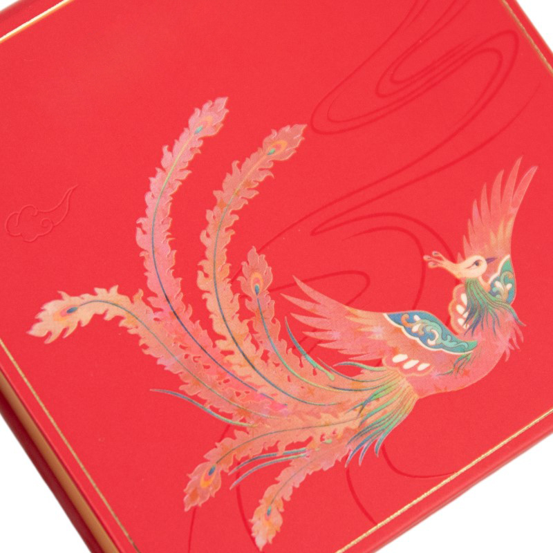 Red and Gold Phoenix Embroidery Folding Gift Box, Chinese Style Jewelry Storage Box, Wedding & Holiday Gift Packaging Box