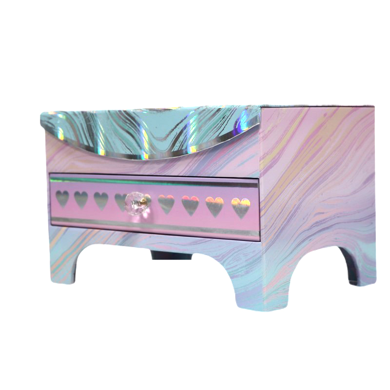 Gradient Dream Drawer Jewelry Organizer - Mirror Desktop Accessory Storage Box