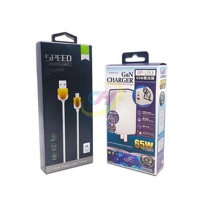 Custom Box with PVC Window, Inner Liner & Hanging Tabs  – Display Packaging for Data cable & headphones