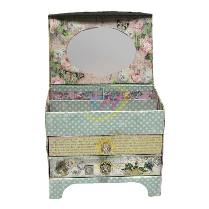 3D Cabinet-Style Makeup Organizer with Mirror – Multi-Layer Cosmetic Storage Box for Vanity, Travel & Luxury Brands