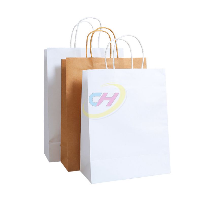 Solid Color Simple Eco-Friendly Paper Shopping Bags – Customizable Recyclable Carry Bags for Retail, Groceries & Brand Promotions