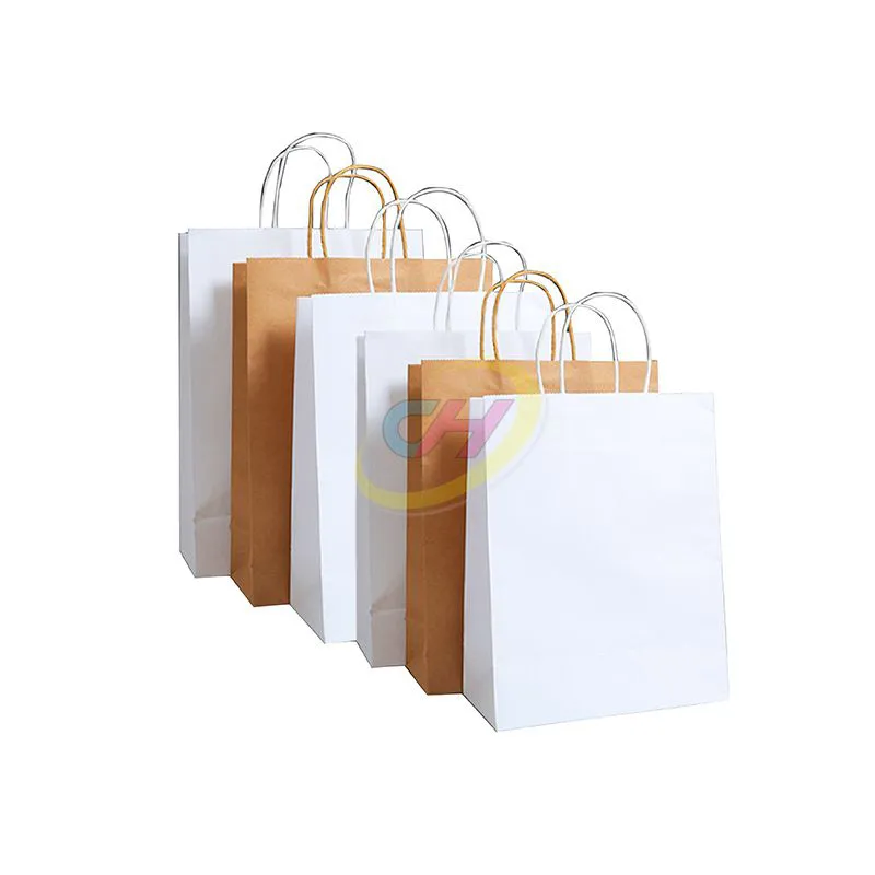Solid Color Simple Eco-Friendly Paper Shopping Bags – Customizable Recyclable Carry Bags for Retail, Groceries & Brand Promotions