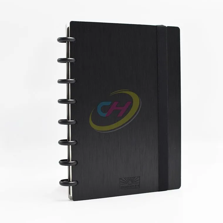 Sleek Black Disc Planner - Pu Leather Cover