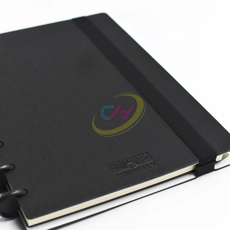 Sleek Black Disc Planner - Pu Leather Cover