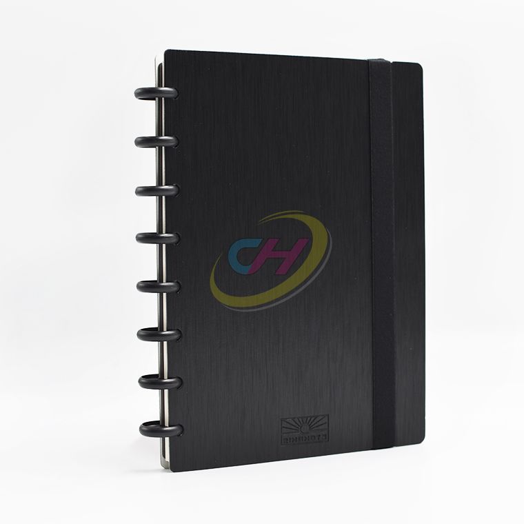 Sleek Black Disc Planner - Pu Leather Cover