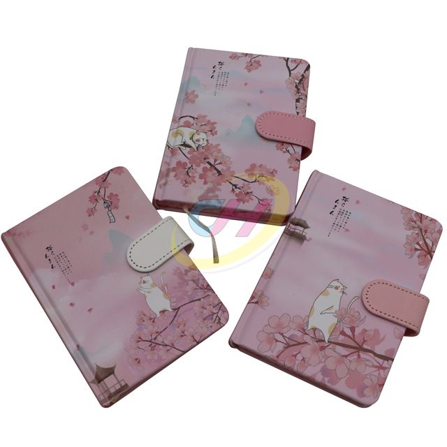 Cherry Blossom & Cat PU Hardcover Journal – Ideal for Writing, Gifting & Collection