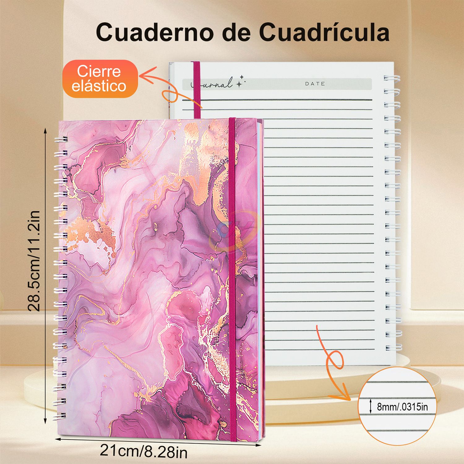 Gilded Iridescent Marble Pattern Bleed-Resistant Spiral Notebook