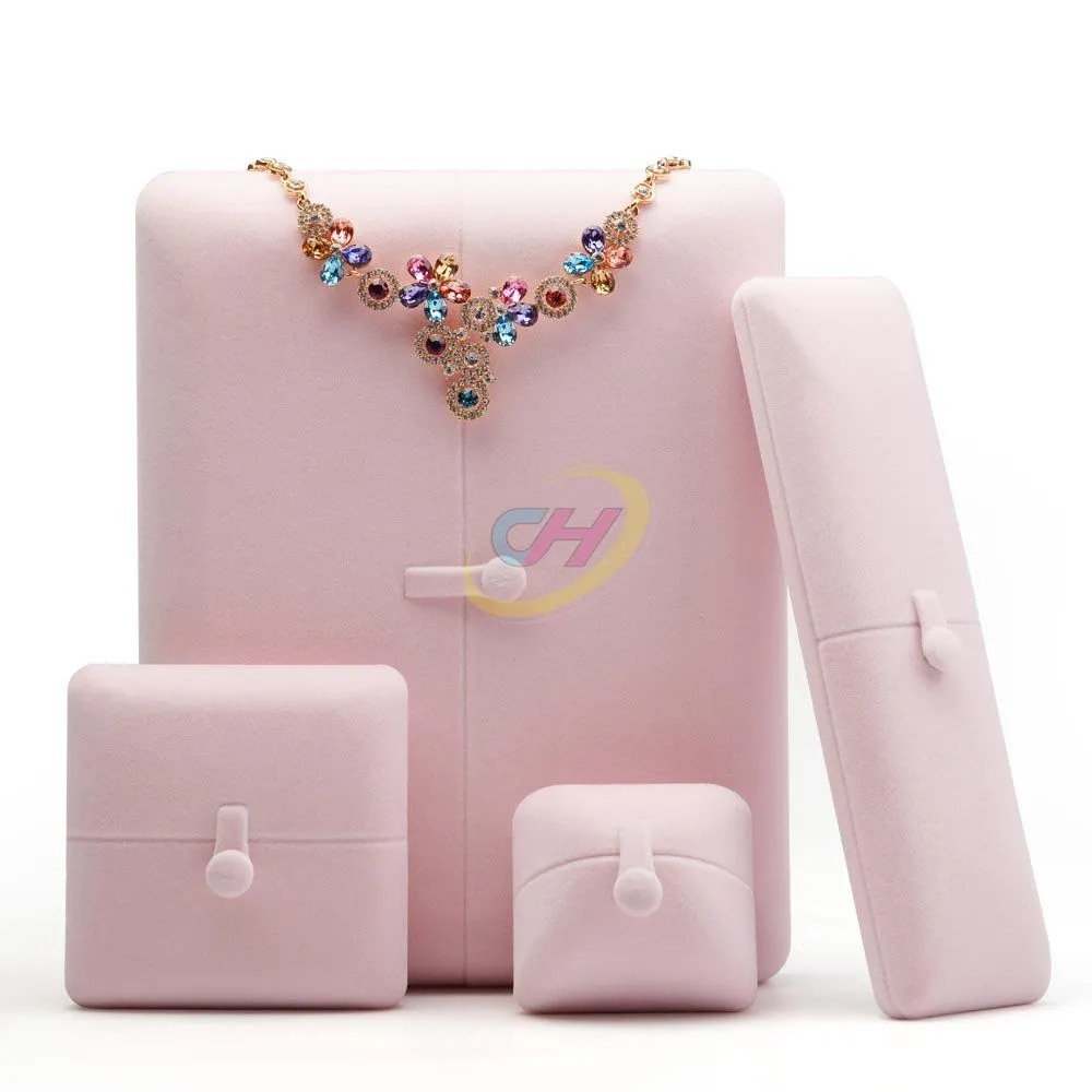 Pink Portable Multi-Layer Velvet Jewelry Box - Compact Storage Case for Rings & Earrings
