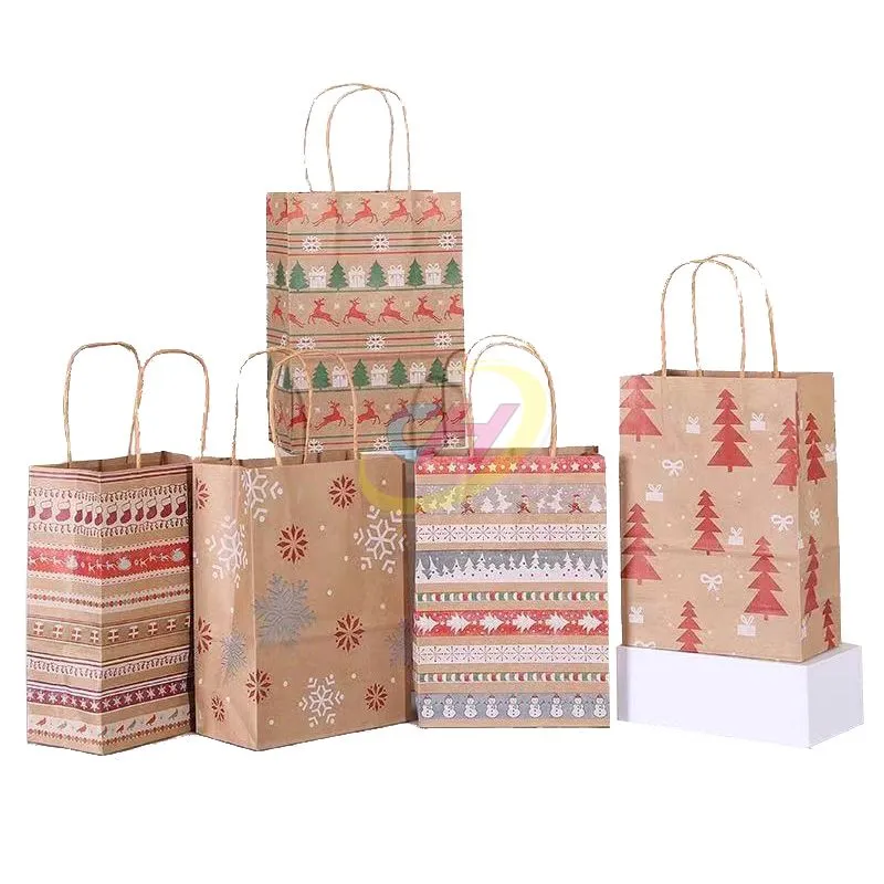 Christmas Tree Pattern Gift Bags - Festive Holiday Gift Packaging