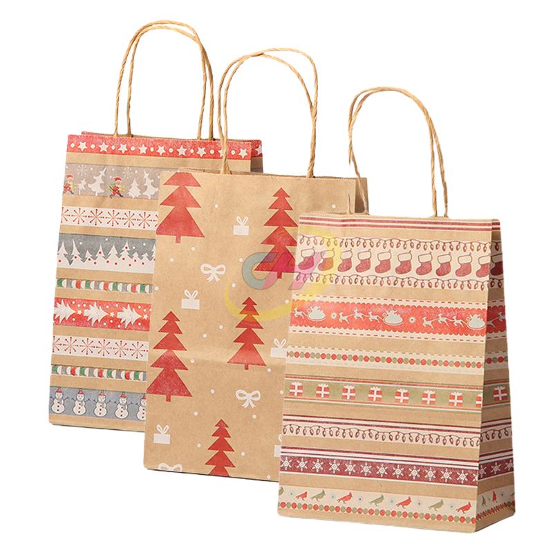 Christmas Tree Pattern Gift Bags - Festive Holiday Gift Packaging