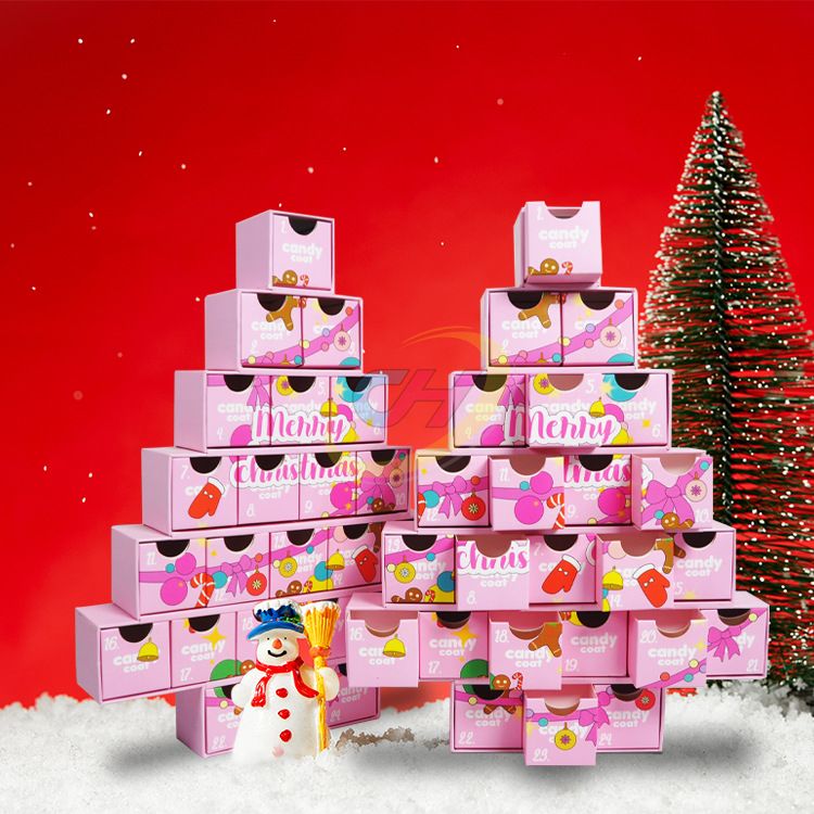 Pink Christmas Tree Advent Calendar (24-Surprise Compartment for Beauty/Gifts)