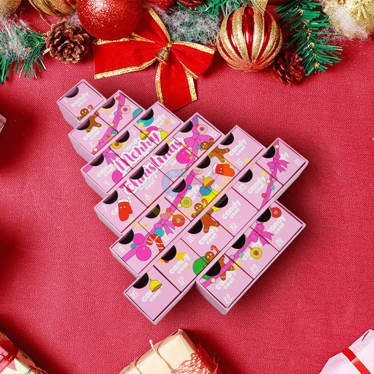 Pink Christmas Tree Advent Calendar (24-Surprise Compartment for Beauty/Gifts)