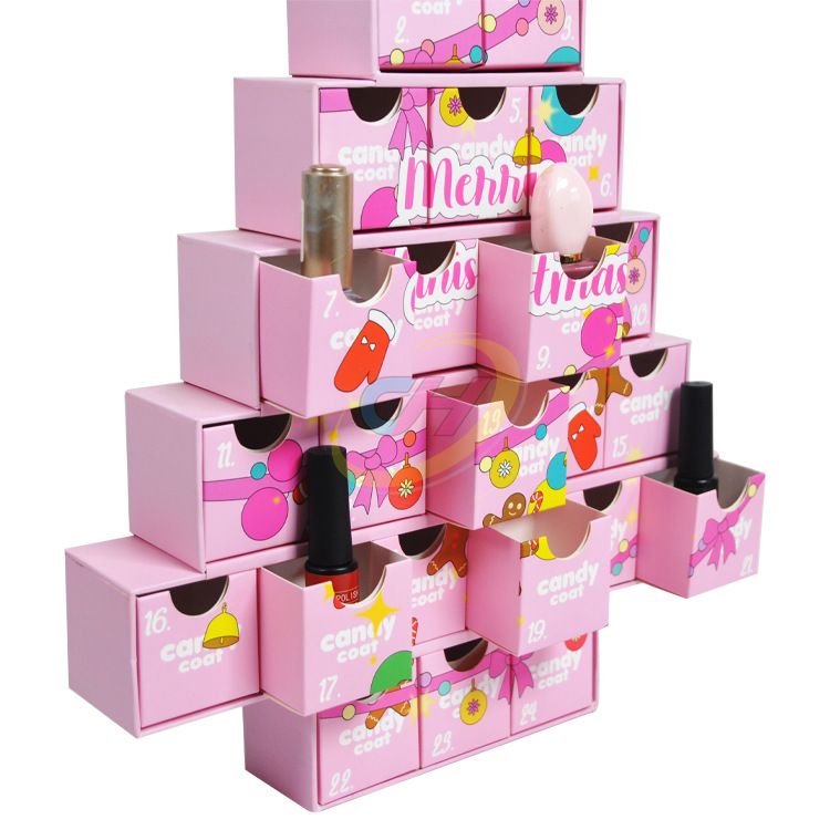 Pink Christmas Tree Advent Calendar (24-Surprise Compartment for Beauty/Gifts)