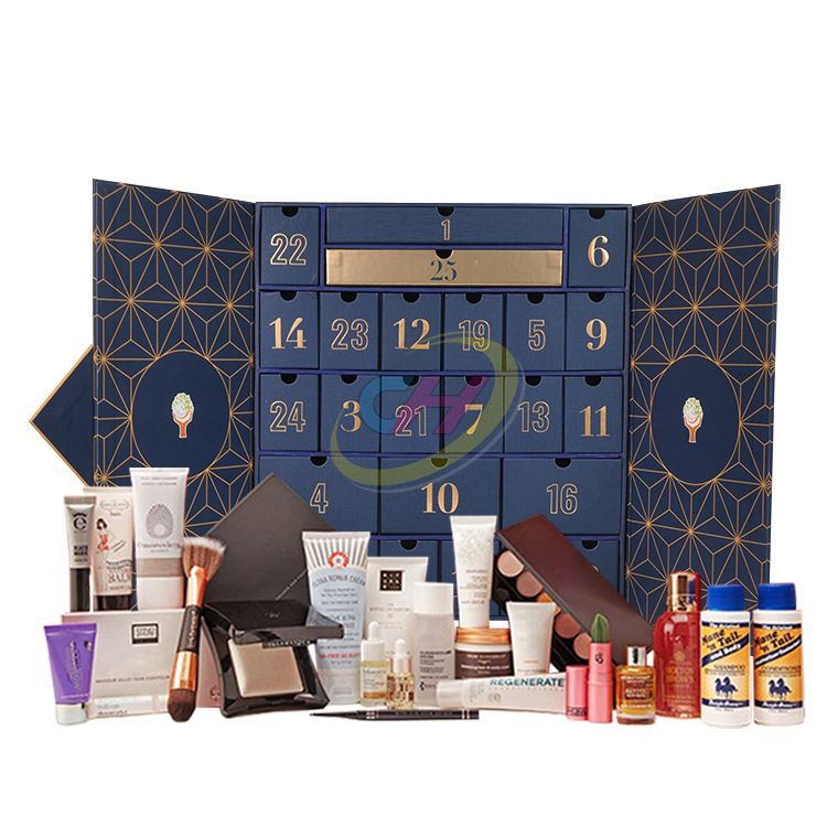 Luxury Blue-Gold Foldable Festive Gift Box (Premium Beauty/Hamper Collection)