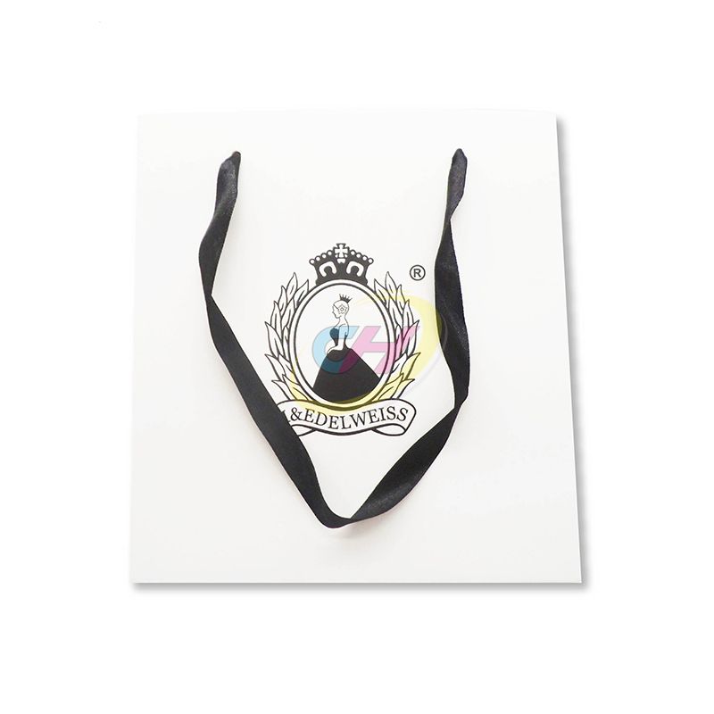 Black & White Contrast 250gsm White Cardstock Paper Bag - Business Gift Packaging Paper Bag