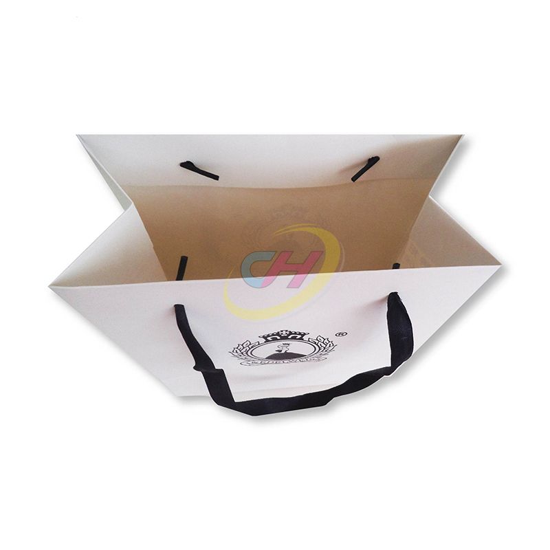 Black & White Contrast 250gsm White Cardstock Paper Bag - Business Gift Packaging Paper Bag