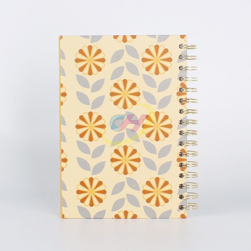 Yellow Floral Pattern Spiral Notebook - Durable Lined Journal for Daily Use
