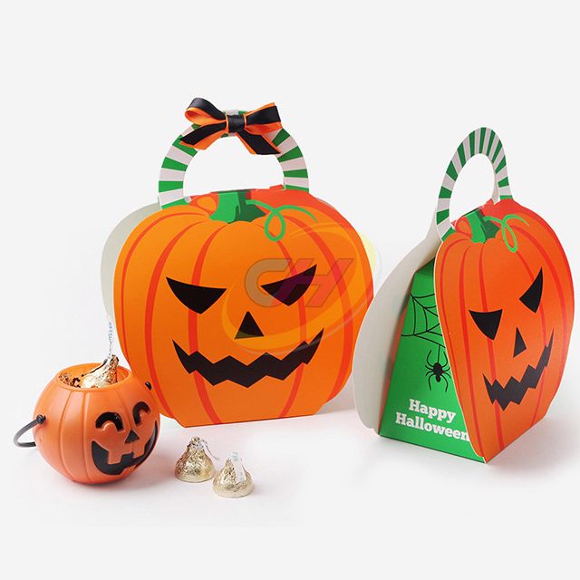 Halloween Themed Colorful Paper Candy Box - Pumpkin & Ghost Party Decor Gift Box