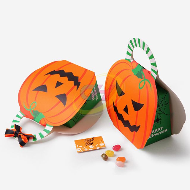 Halloween Themed Colorful Paper Candy Box - Pumpkin & Ghost Party Decor Gift Box