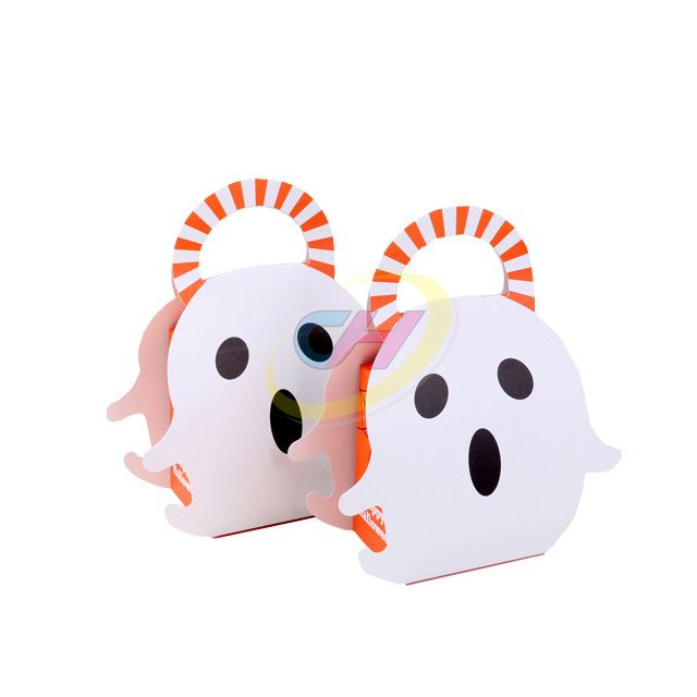 Halloween Themed Colorful Paper Candy Box - Pumpkin & Ghost Party Decor Gift Box