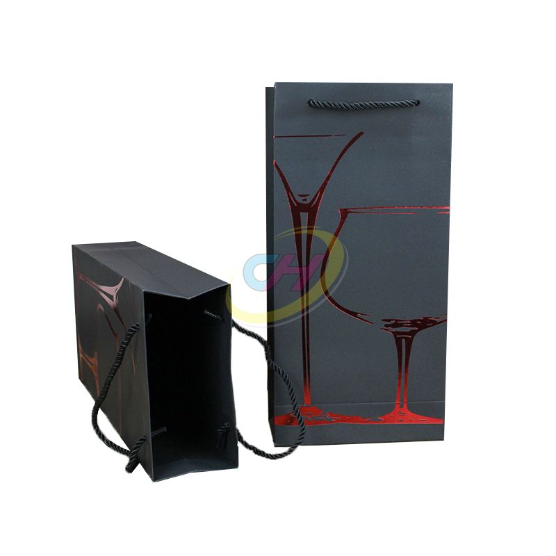 Artistic Line Black Gift Bag, Premium Handheld Shopping Bag, Holiday Gift Packaging Bag