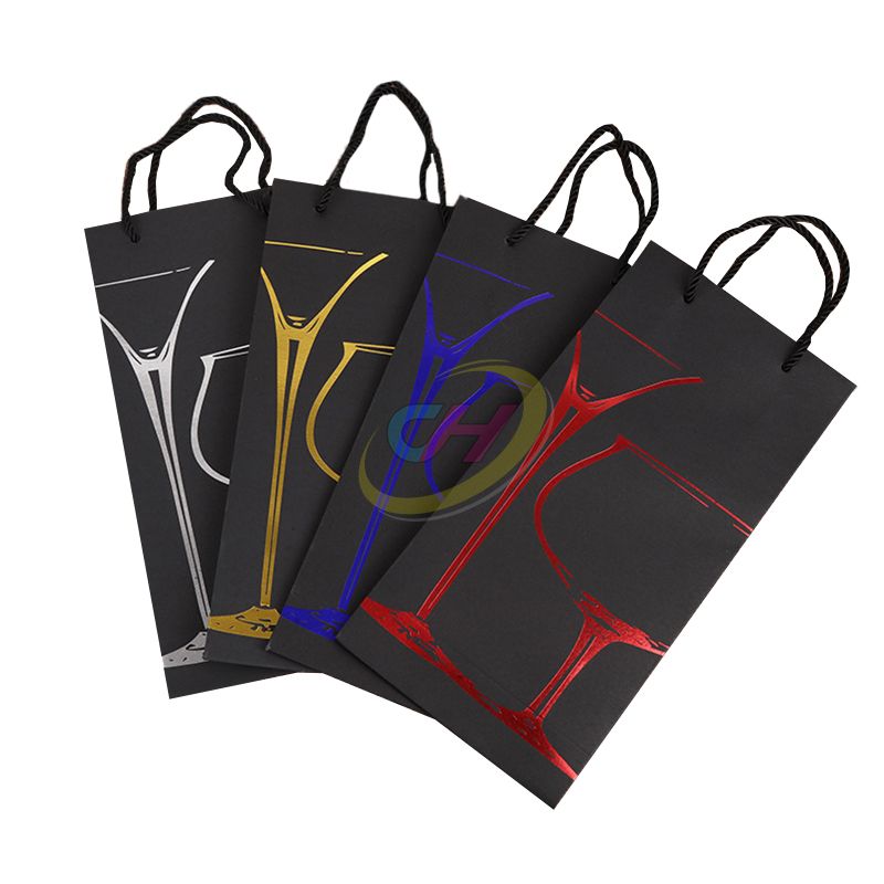 Artistic Line Black Gift Bag, Premium Handheld Shopping Bag, Holiday Gift Packaging Bag