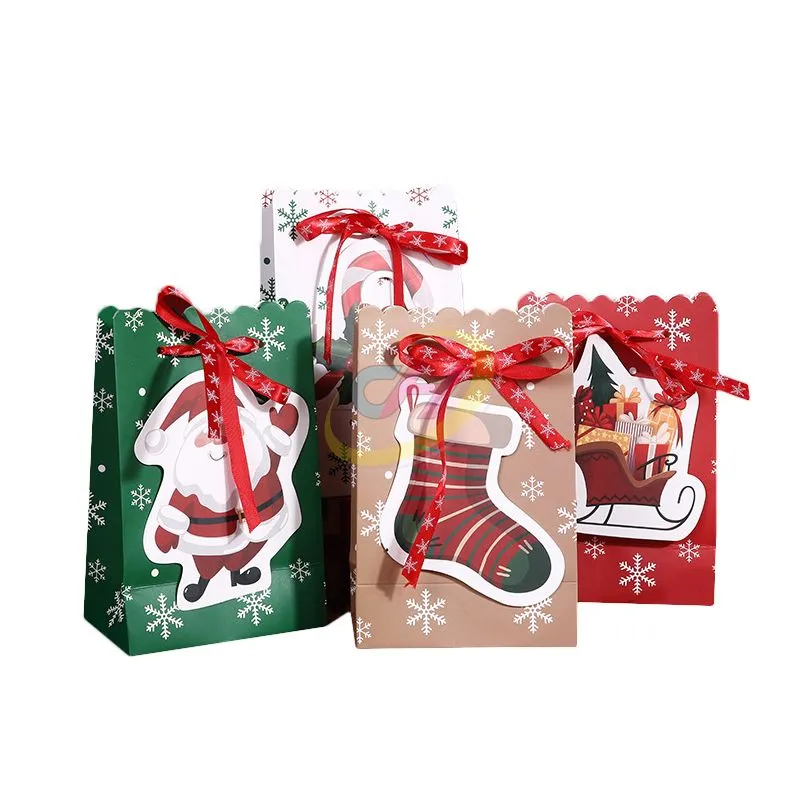Eco-Friendly Reusable Christmas Gift Bags with Handles - Assorted Sizes & Festive Santa Designs for Holiday Gifting