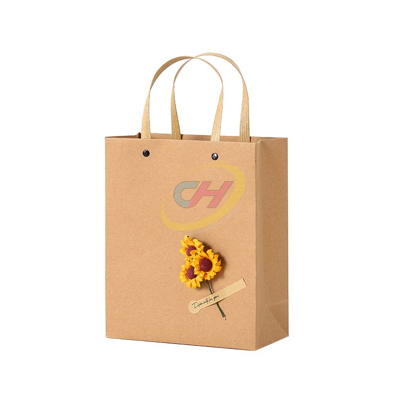 Minimalist Floral Kraft Paper Gift Bags - Reusable Eco-Friendly Gift Bags for Birthday & Everyday Gifting