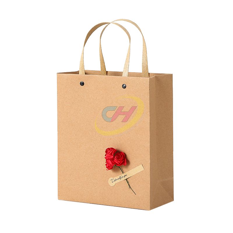 Minimalist Floral Kraft Paper Gift Bags - Reusable Eco-Friendly Gift Bags for Birthday & Everyday Gifting