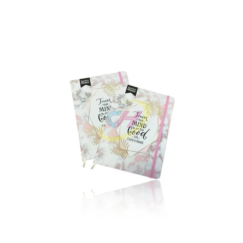 Marble Pattern Hardcover Journal with Inspirational Quote - Fashion Notes Notebook