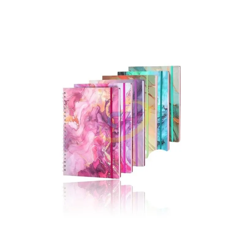 Gilded Iridescent Marble Pattern Bleed-Resistant Spiral Notebook