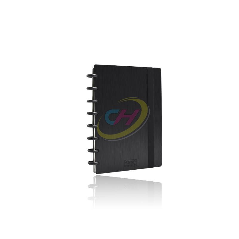 Sleek Black Disc Planner - Pu Leather Cover