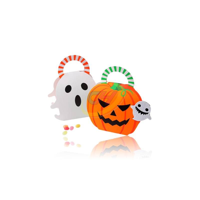 Halloween Themed Colorful Paper Candy Box - Pumpkin & Ghost Party Decor Gift Box