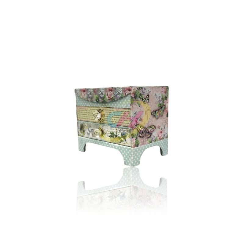 Vintage Floral Multi-Layer Jewelry & Makeup Box with Mirror