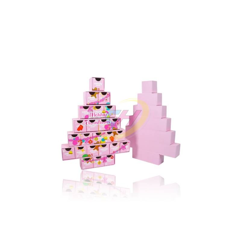 Pink Christmas Tree Advent Calendar (24-Surprise Compartment for Beauty/Gifts)