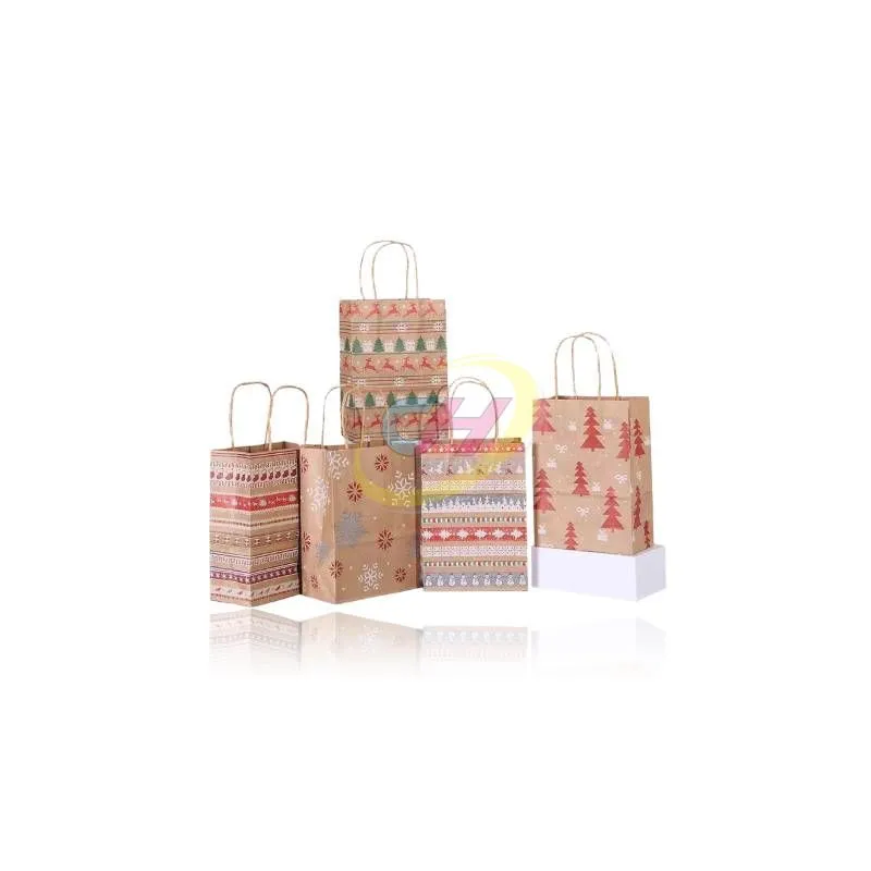Custom Christmas Paper Gift Bags – Eco-Friendly Holiday Packaging with Festive Designs for Retail, Parties & Brand Promotions