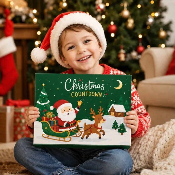 Christmas Advent Calendar Box Book Style Empty Countdown Packaging