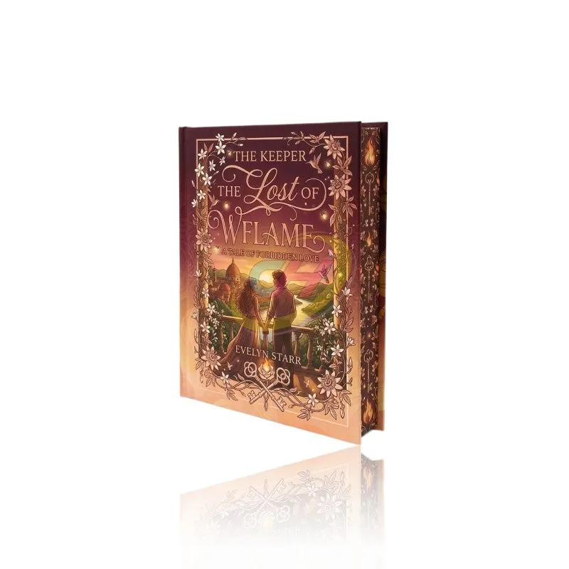 Custom Illustrated Hardcover Novel with Patterned Sprayed Edges and Foil Cover Details