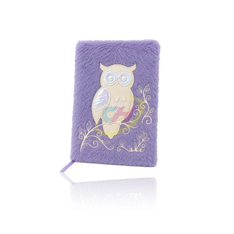 Plush Cover Notebook with Stitched Appliqué Designs