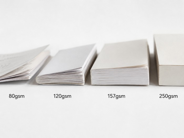 different paper weight samples for book printing