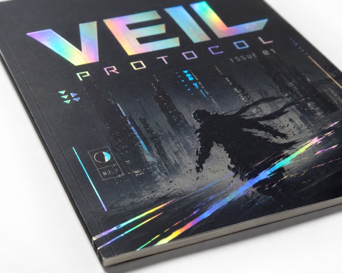 Paper hologram finish on book cover