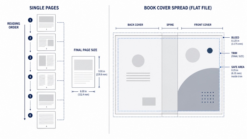 Interior pages and complete cover artwork for book printing