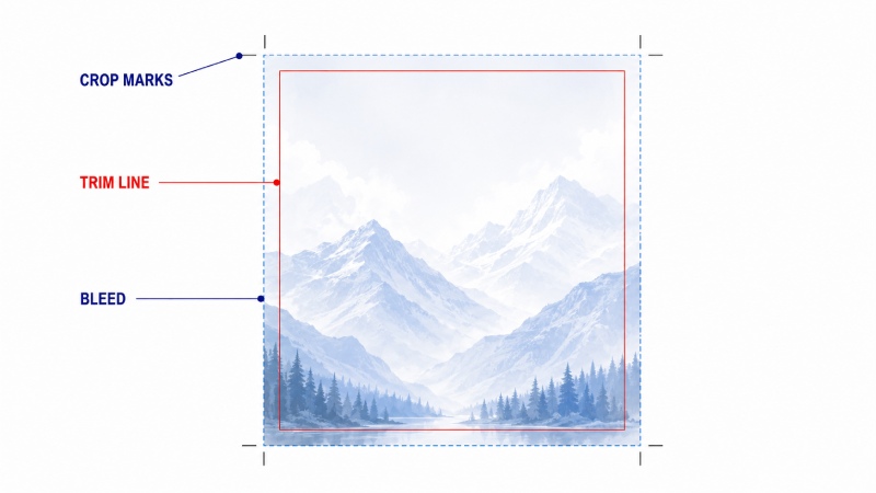 Crop marks showing the final cutting position of a printed page