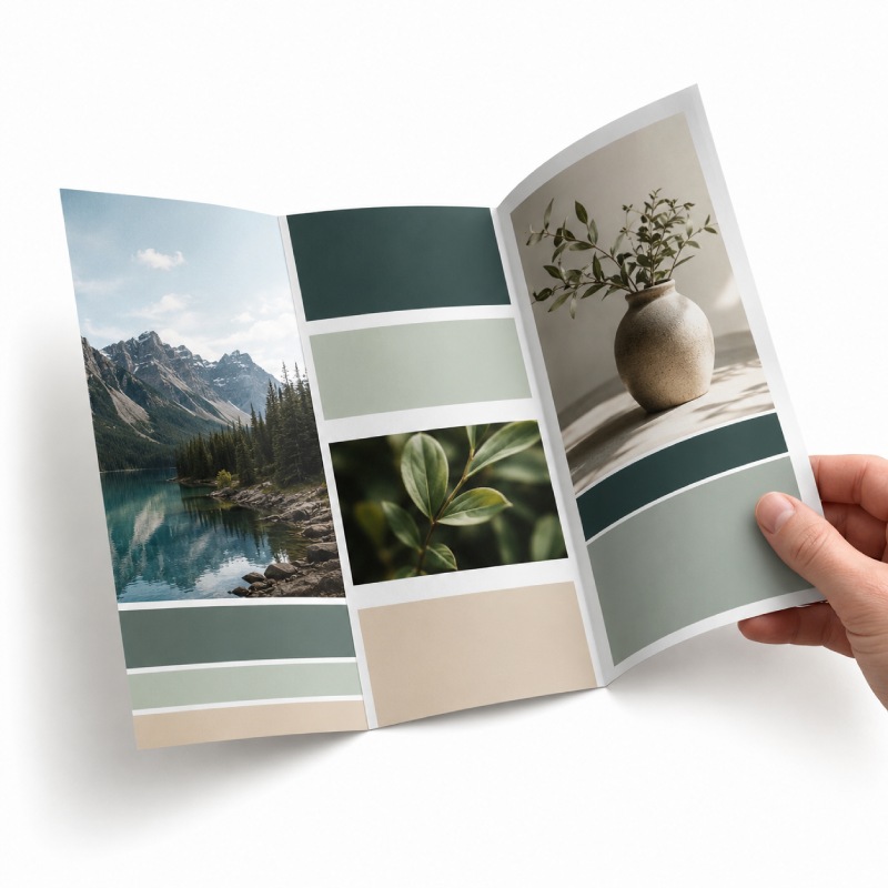 Tri-fold brochure printed on 157 gsm matte coated paper with flexible folds and a low-glare surface
