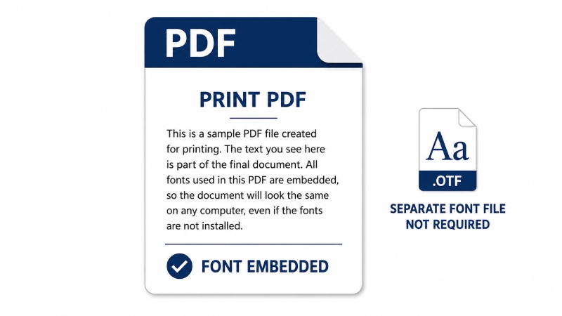 Font embedded inside a print ready PDF file