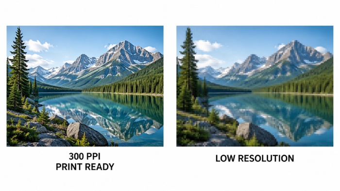 300 PPI image compared with low resolution image for printing