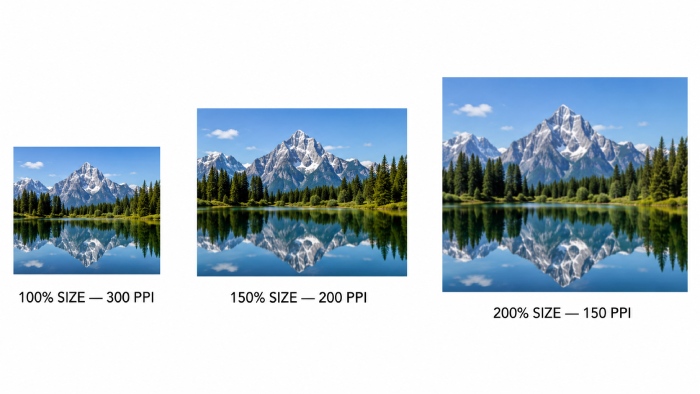Effective PPI decreases when a raster image is enlarged